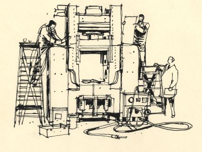 Paul Sharp - Mid 20th Century Pen and Ink Drawing, Factory Work