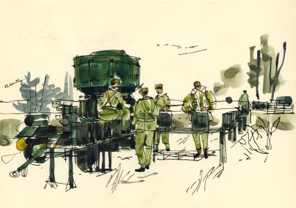 Paul Sharp - Mid 20th Century Watercolour, Jerry Cans