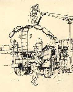 Paul Sharp - Mid 20th Century Pen and Ink Drawing, Army Scenes