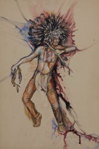Schwartz - Mid 20th Century Mixed Media, Dancing Native American