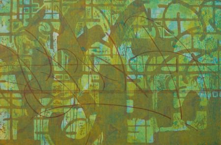 K. Fukunato - Large Abstract 1991 Mixed Media, Londo Op, 7