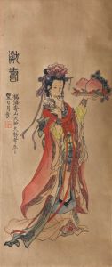 20th Century Japanese Woodblock - Woman Holding a Plate of Fruit