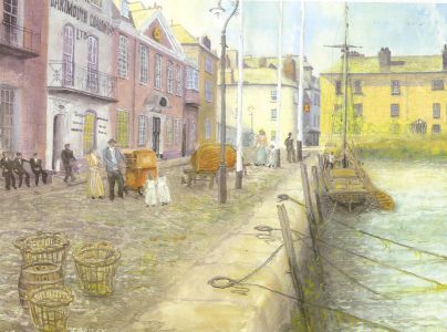 J.A. Bayley - Contemporary Digital Print, Bayards Cove, Dartmouth 1800's
