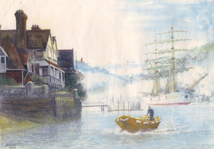 J.A. Bayley - Contemporary Digital Print, Kingswear, on the Dart