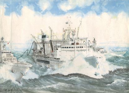 J.A. Bayley - Contemporary Digital Print, Ships at Sea