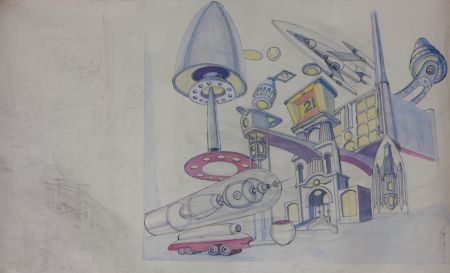 Contemporary Watercolour - Futuristic Scene