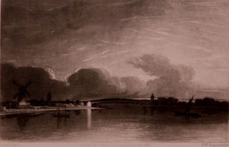 S.W. Reynolds - 1823 Mezzotint, Dutch River Landscape