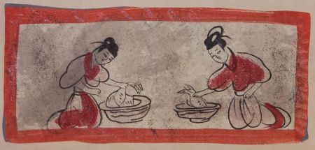 Early 20th Century Japanese Woodblock - Preparing Fish