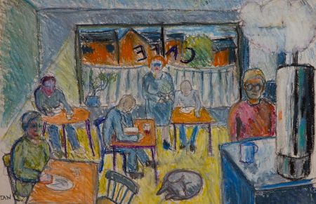 IAN - Mid 20th Century Pastel, Cafe Scene