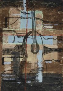 Mid 20th Century Oil - Cubist Guitar