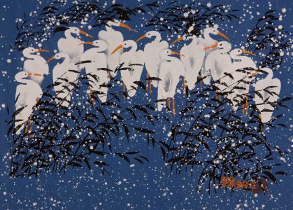 Chinese Contemporary Mixed Media - Stalks in the Snow