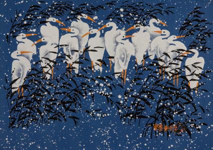 Chinese Contemporary Mixed Media - Stalks in the Snow