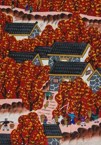 Chinese Contemporary Gouache - Figures Harvesting