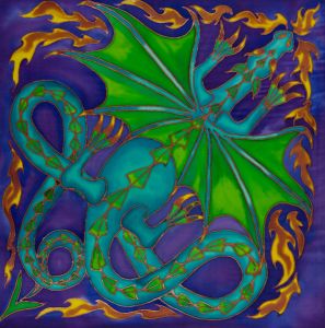 Meikie - 1997, Silk Painting Dragon Design