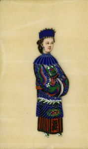 Chinese 19th Century Gouache on Pith (Rice) Paper - Woman in Regional Costume