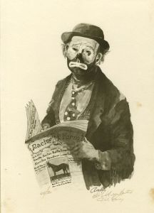 Hal Crecy - Limited Edition Contemporary Digital Print, Clown Reading Paper