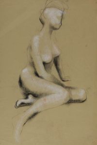 David A. Weeks - Mid 20th Century Charcoal Drawing, Seated Nude