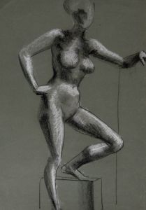 David A. Weeks - Mid 20th Century Charcoal Drawing, Leaning Nude