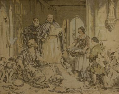 19th Century Machine-Emboidered Tapestry - After the Hunt