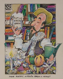 Large 1999 Oil Pastel - Shear Poetry, a Firkin Brew and Hamlet