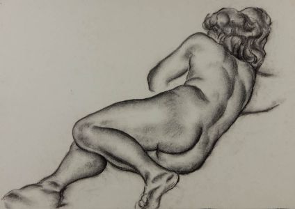 Robert Mackechnie - Mid 20th Century Charcoal Drawing, Female Nude