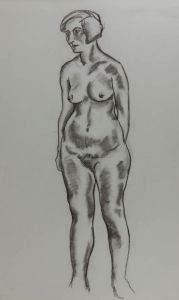 Robert Mackechnie - Mid 20th Century Charcoal Drawing, Nude Study