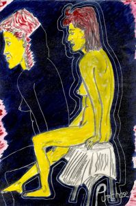 Bruce Purchase - Contemporary Mixed Media, Seated Nude Study