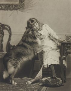 Frederick Stacpoole - Large 19th Century Mezzotint, A Girl and Her Dog