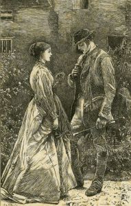 Edward Swain - 1868 Etching, Couple in Conversation