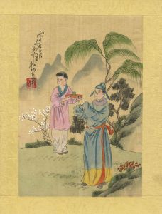 Chinese 19th Century Watercolour - Two Figures