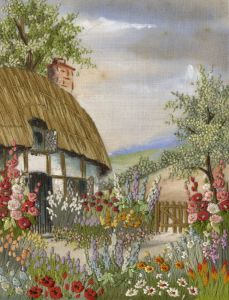 Early 20th Century Antiques - Silkwork Garden in Bloom