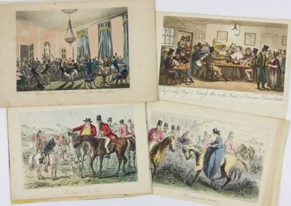 Four 19th Century Hand-Coloured Prints after Leech, Aiken and Cruikshank