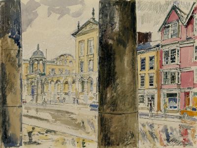 John Linfield - 1972 Mixed Media, The High- Rainy Day, Oxford