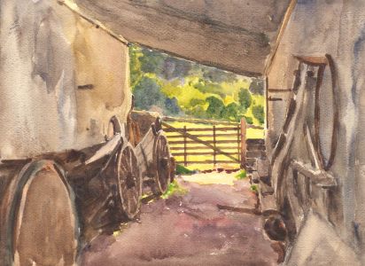 Alexander Brantingham Simpson RI - 1928 Watercolour, Barn Interior
