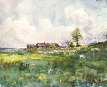 Alexander Brantingham Simpson RI - 1929 Watercolour, Farm Landscape