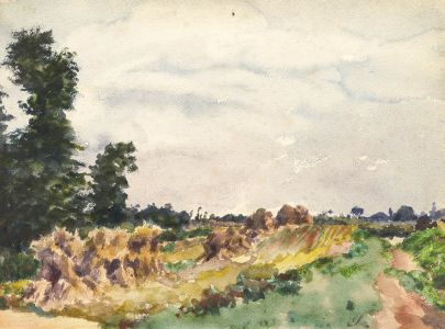 Alexander Brantingham Simpson RI - 1935 Watercolour, Haystacks