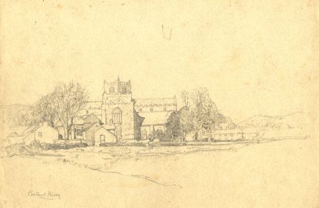 Oliver Hall RA RWS RE - Mid 20th Century Graphite Drawing, Cartmel Priory