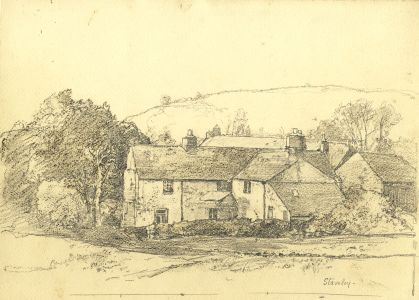Oliver Hall RA RWS RE - Mid 20th Century Graphite Drawing, Farmouse at Staveley
