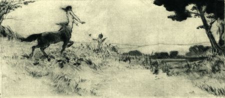 Alexander Brantingham Simpson RI - Early 20th Century Etching, Centaur & Cherub