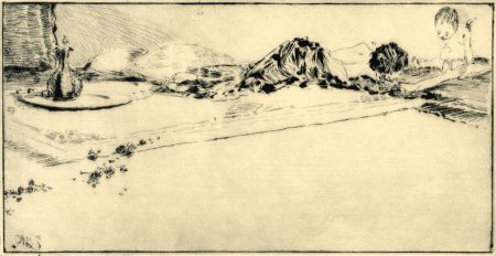 Alexander Brantingham Simpson RI - Early 20th Century Etching, Woman and Cherub