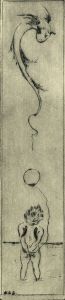 Alexander Brantingham Simpson RI - Early 20th Century Etching, Cherub and Fish