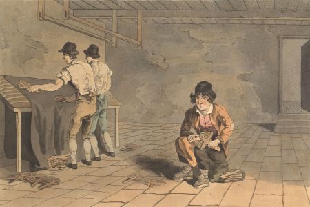R. & D. Havell After George Walker - 1814 Etching, Carding Wool