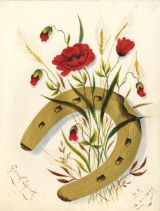 Monogram H.T. - 1891 Watercolour, Good Luck