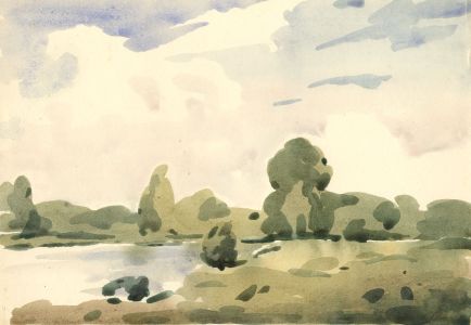Clarence Norman Barlow - Mid 20th Century Watercolour, Landscape with Lake