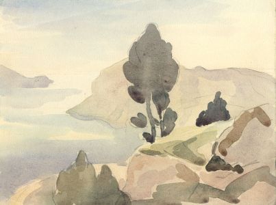 Clarence Norman Barlow - Mid 20th Century Watercolour, Mountainous Coastal View