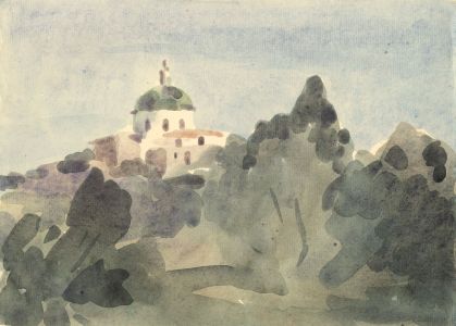 Clarence Norman Barlow - 1944 Watercolour, Cathedral Rodi
