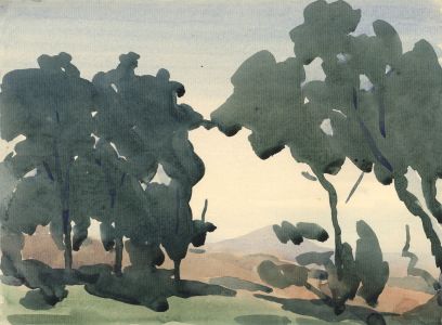 Clarence Norman Barlow - Mid 20th Century Watercolour, Trees in a Landscape