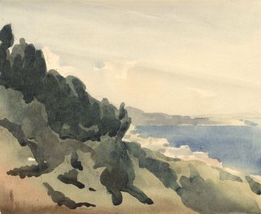 Clarence Norman Barlow - Mid 20th Century Watercolour, Hillside Coastal View