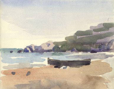 Clarence Norman Barlow - 1942 Watercolour, Beach at Rodi