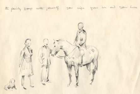 Clarence Norman Barlow - Mid 20th Century Graphite Drawing, The Family Group